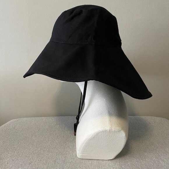NWT Solbari Ultra Wide Cotton Linen Hat UPF 50+ Black Small/Medium - Picture 3 of 11